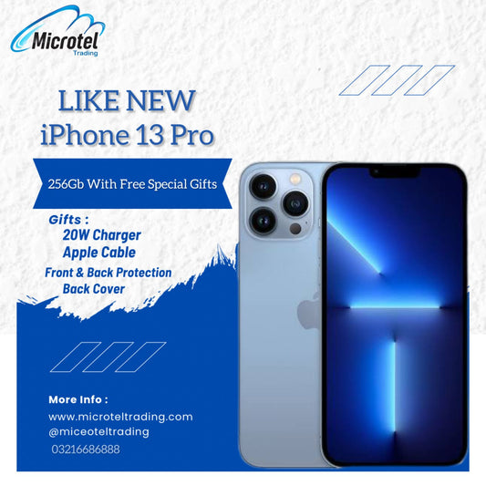 Apple iPhone 13 Pro Just Like New Mobile Official PTA Approved With Free Gits 20w Adapter Usb Cable Free Cover Free Front And Back Protectors