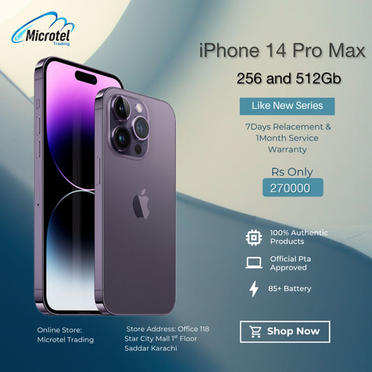 Apple iPhone 14 Pro max Just Like New Mobile Official PTA Approved With Free Gits 20w Adapter Usb Cable Free Cover Free Front And Back Protectors