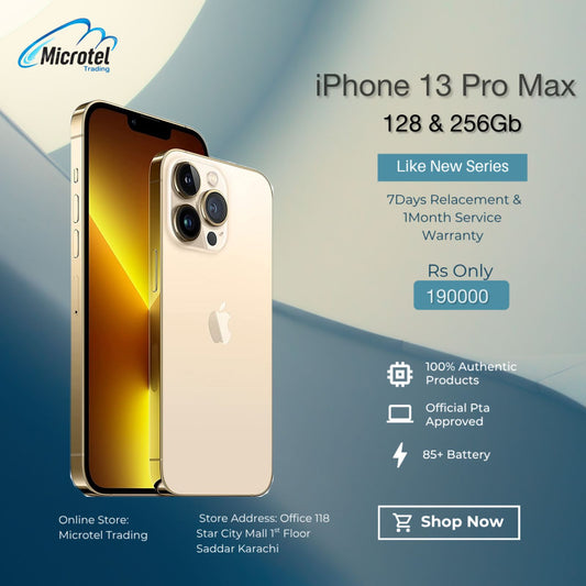 Apple iPhone 13 Pro max 128GB Just Like New Mobile Official PTA Approved With Free Gits 20w Adapter Usb Cable Free Cover Free Front And Back Protectors