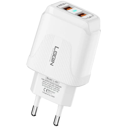 Login L-401 2 USB Port Charger With Official Warranty