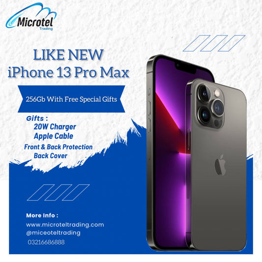 Apple iPhone 13 Pro max 128GB Just Like New Mobile Official PTA Approved With Free Gits 20w Adapter Usb Cable Free Cover Free Front And Back Protectors