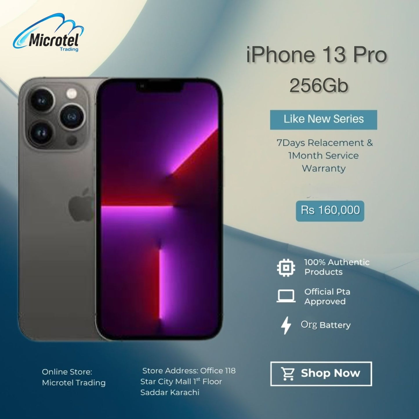 Apple iPhone 13 Pro Just Like New Mobile Official PTA Approved With Free Gits 20w Adapter Usb Cable Free Cover Free Front And Back Protectors