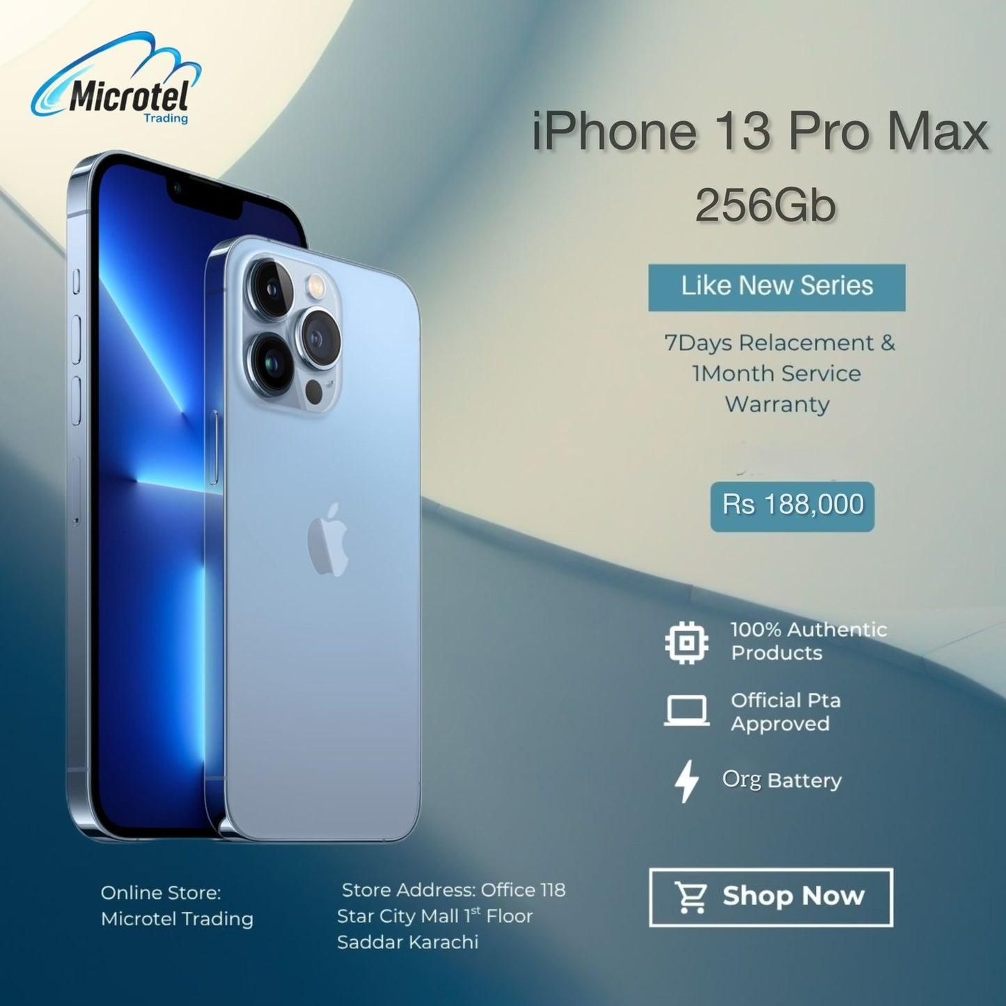 Apple iPhone 13 Pro max 128GB Just Like New Mobile Official PTA Approved With Free Gits 20w Adapter Usb Cable Free Cover Free Front And Back Protectors